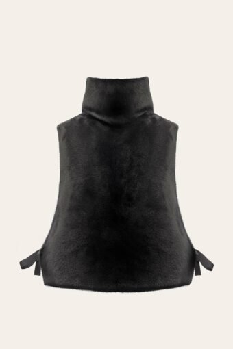 FURRY FAUX FUR VEST - BLACK, One size