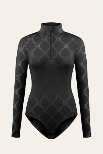 MADY LONG-SLEEVES BODYSUIT - MONOGRAM BLACK, XS