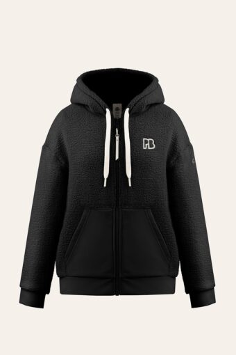 NINON SHERPA HOODY JACKET - BLACK, XS
