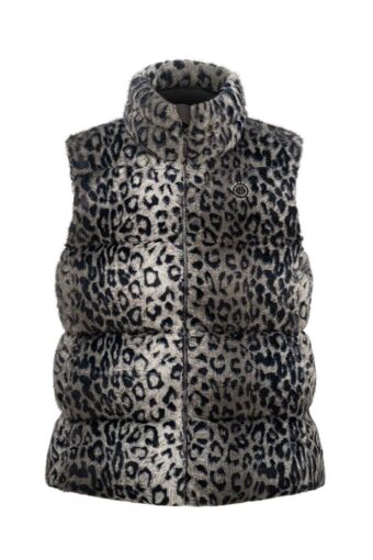 Doudoune sans manches synthétique Femme - LEOPARD GREY, S